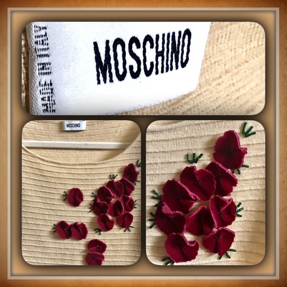 Vintage ⭐️🐻 MOSCHINO 🐻⭐️ Virgin Wool Velvet 3D Flower Tank Top Shirt ITALY❣️ - Picture 2 of 14